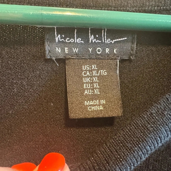 Nicole Miller Black Dress Floral Lace Sleeves Sz XL - Picture 4 of 10